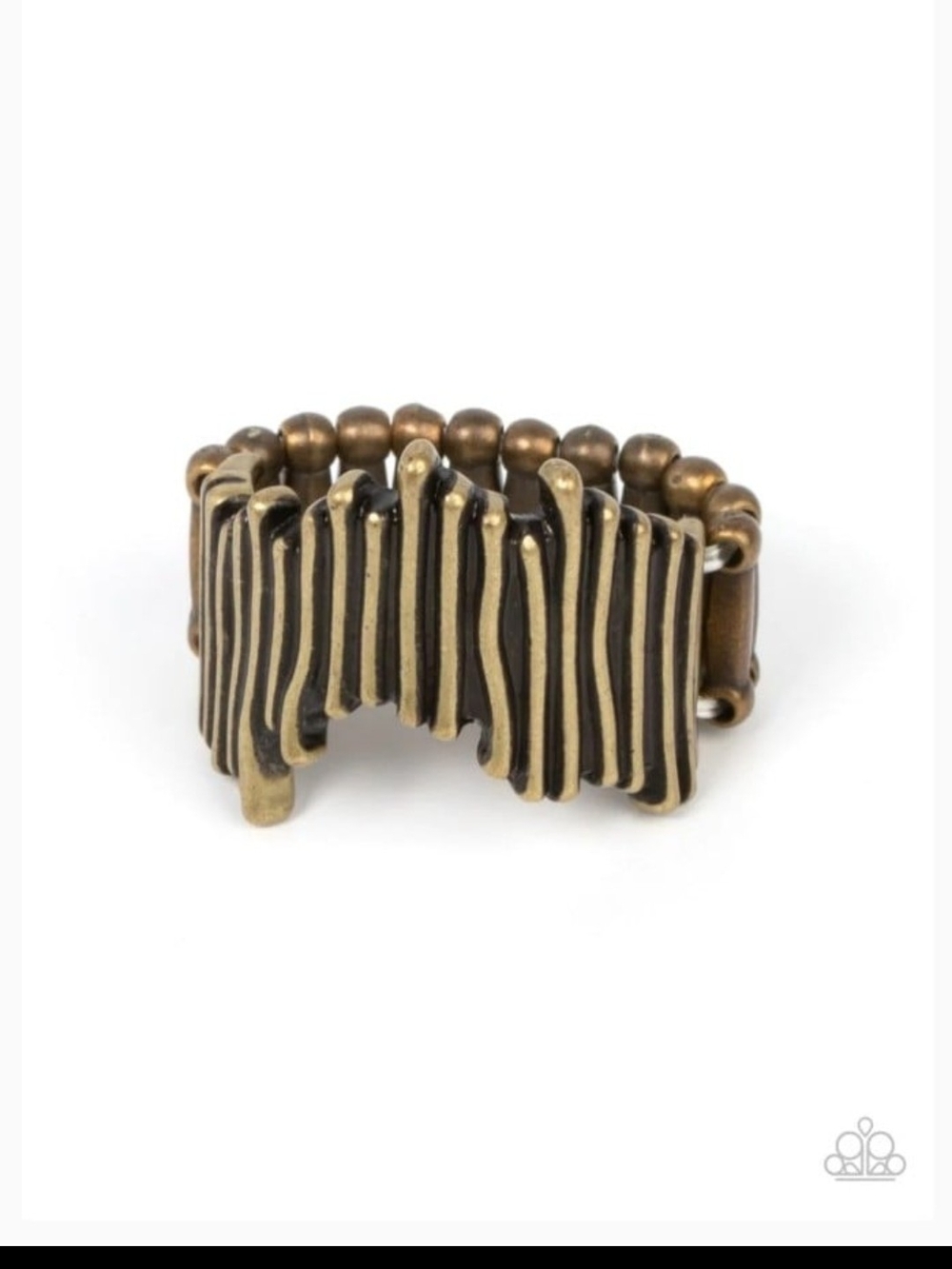 Along The Lines Paparazzi Brass Ribbed Stretch Ring